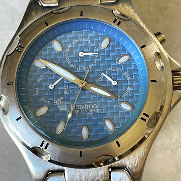Armitron men battery water resistant 165ft stainless steel date&day month - Picture 1 of 8